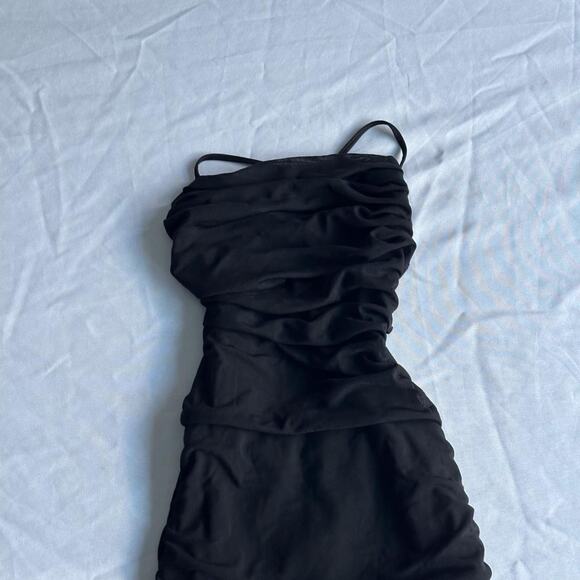 Oh Polly Everlasting Romance Cowl Neck Ruched Mini Dress in Black - Picture 7 of 8